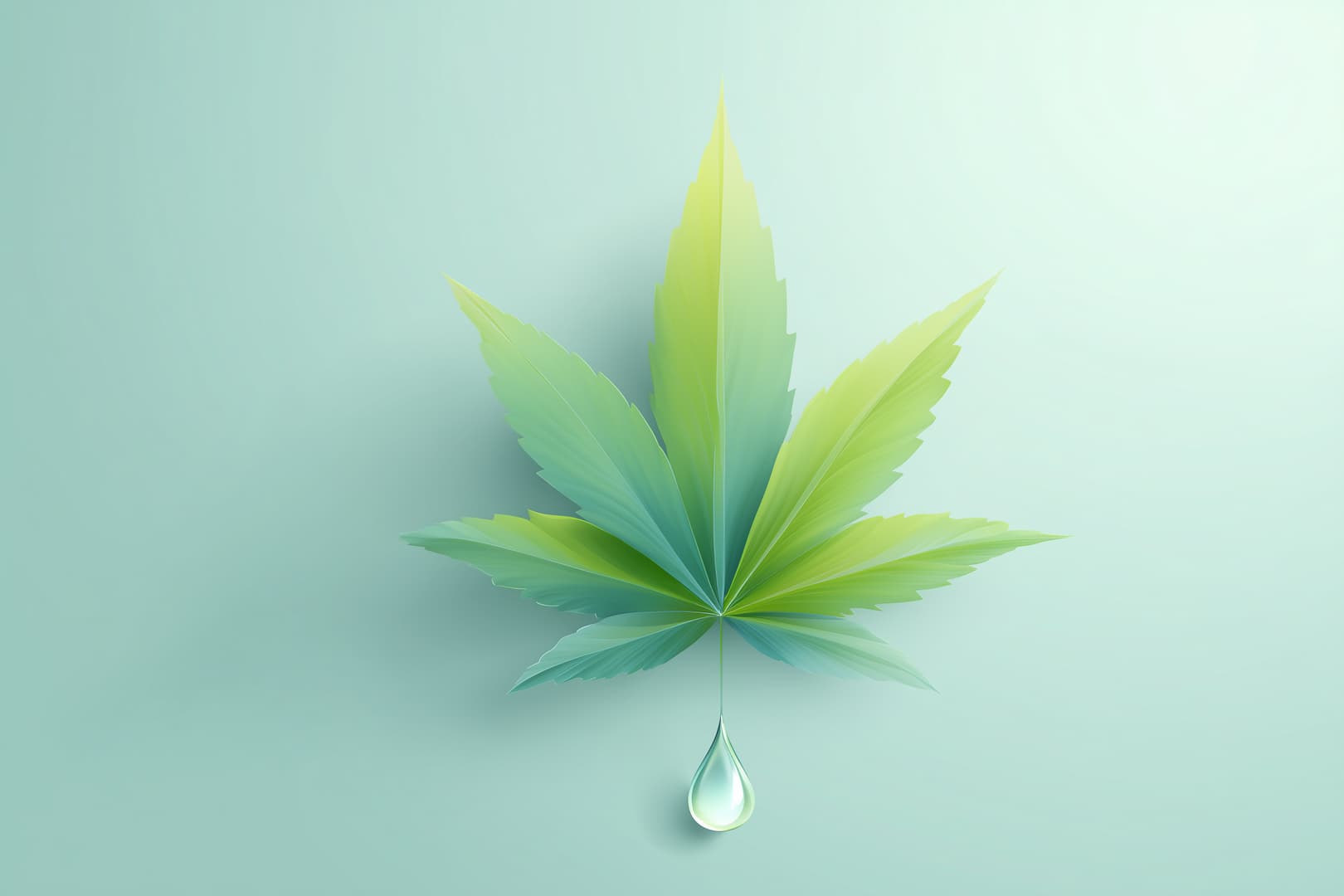 Feuille de chanvre stylisée avec goutte d'huile de CBD pure - illustration de CBD Discounter, spécialiste français du cannabidiol légal depuis 2019