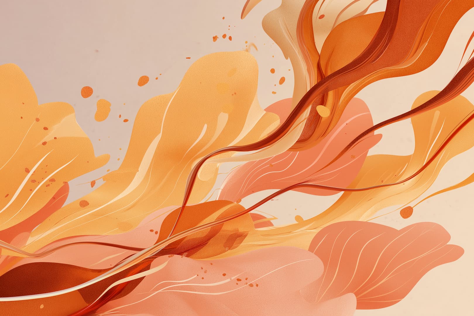 Illustration abstraite orange représentant le flux d’énergie vitale et l’harmonisation émotionnelle dans un contexte de thérapie bien-être inspirée de la médecine chinoise.